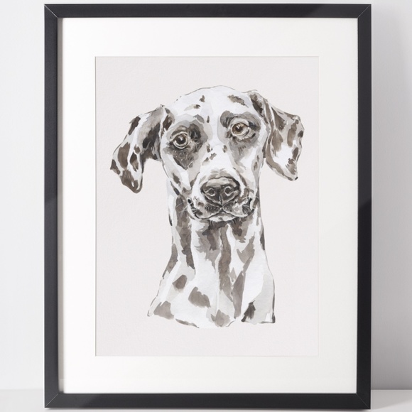 Other - Watercolor Dalmatian Black Dog Wall Art Illustration Print Poster Card Unframed